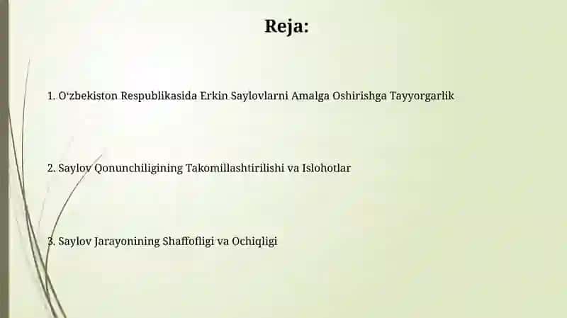 Oʻzbekiston Respublikasida Erkin Saylovlarni Amalga Oshirishga Tayyorgarlik 2