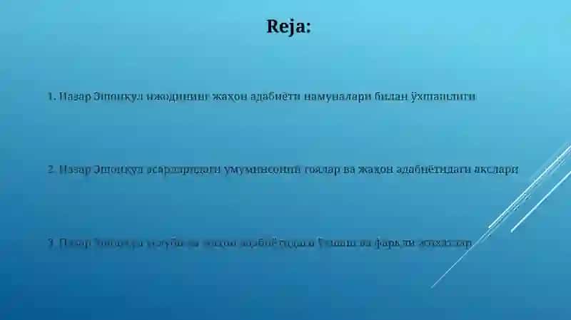 Nazar Eshonqul va jahon adabiyoti namunalari solishtirish 2