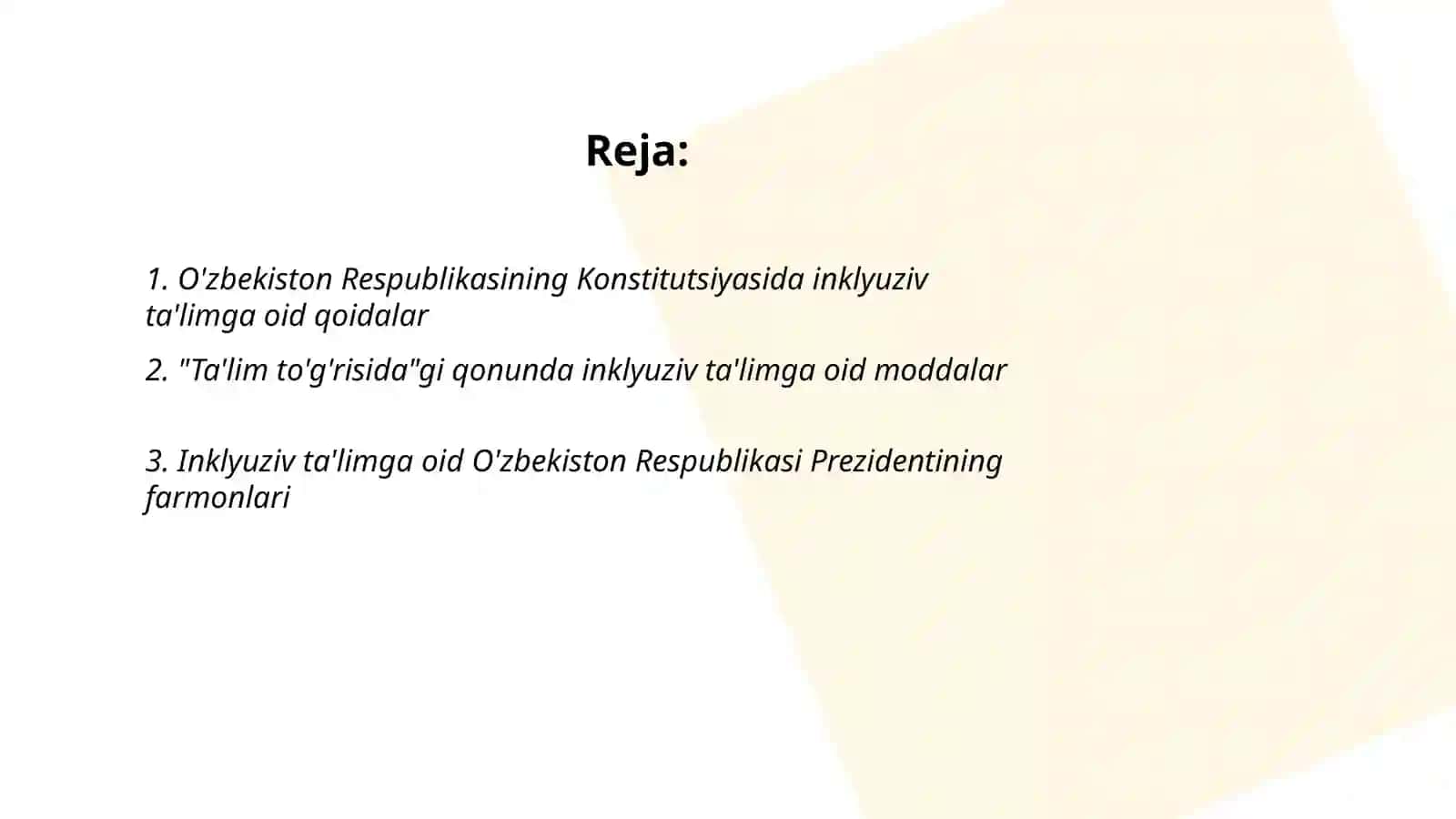 O'zbekistonda inklyuziv ta'limning me'yoriy - huquqiy bazasini tahlil qilish 2