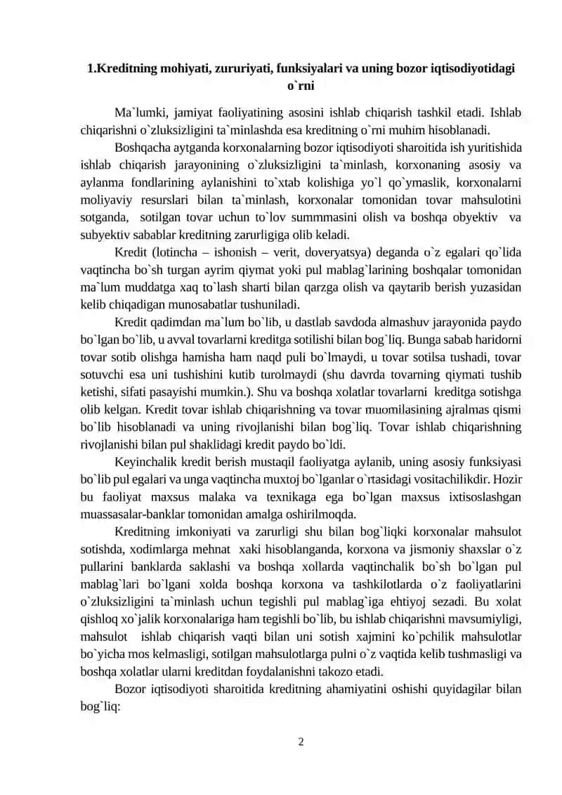 Kredit resurslarini maqsadligini tahlili 2