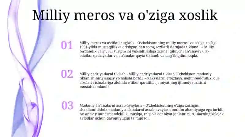 Mustaqillik Yillarida OʻZbekiston Milliy Urf-Odat, Qadriyatlar Va AnʼAnalarning Qayta Tiklanishi 2