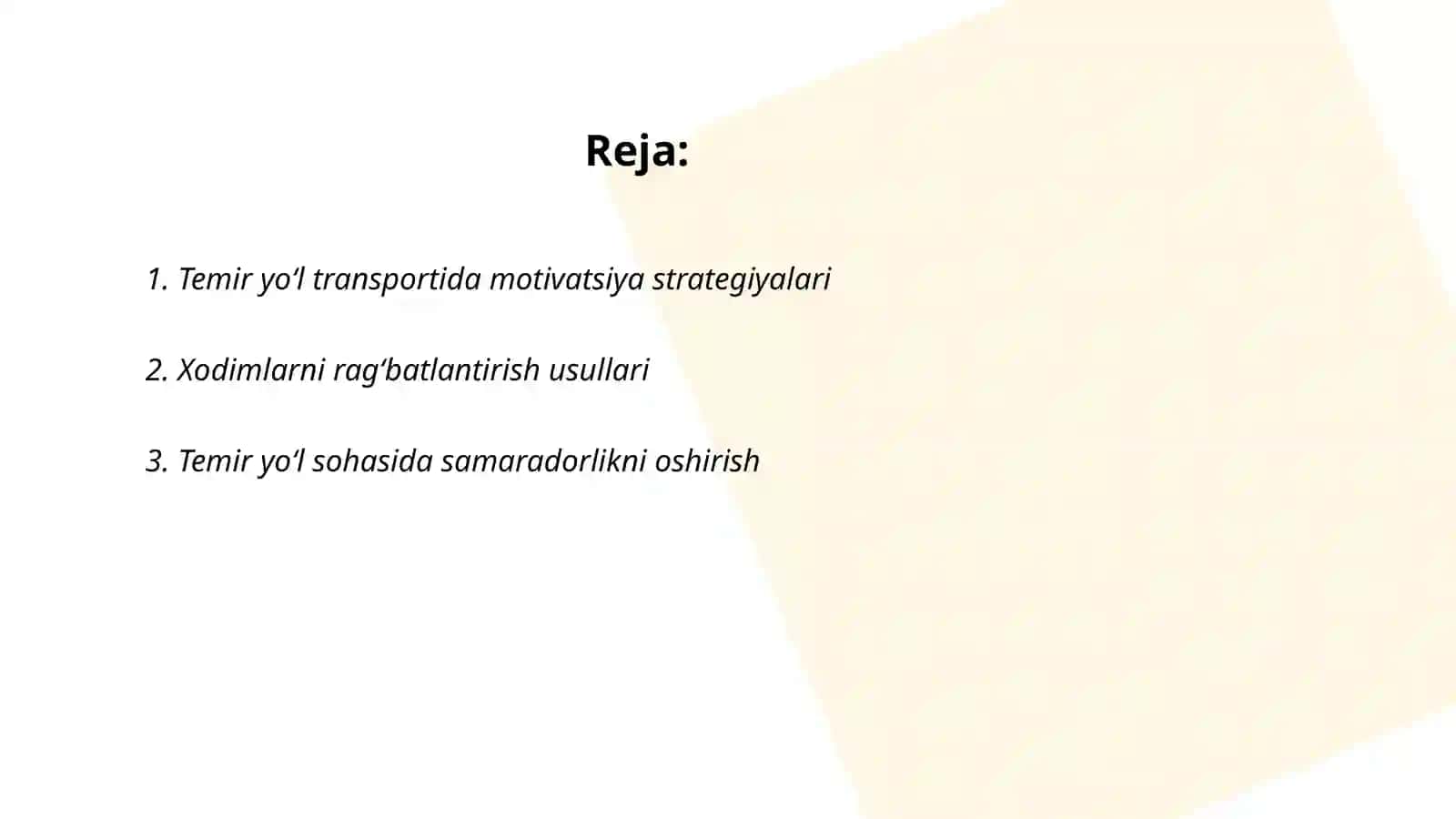 Temir yoʻl transportida mativlashtirish va ragʻbatlantirish 2