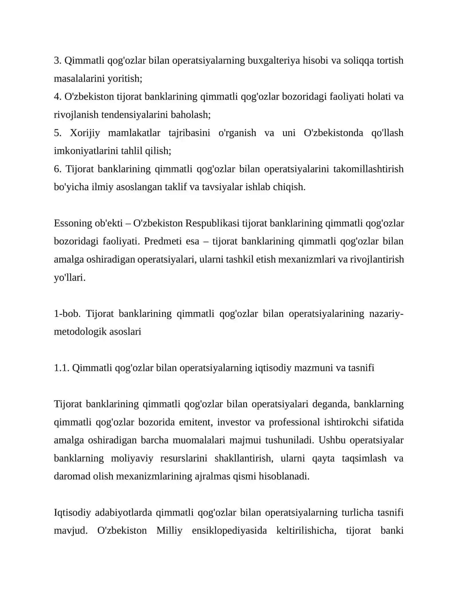 TIJORAT BANKLARINING QIMMATLI QOG'OZLAR BILAN OPERATSIYALARI: NAZARIYA, AMALIYOT VA RIVOJLANISH ISTIQBOLLARI 2