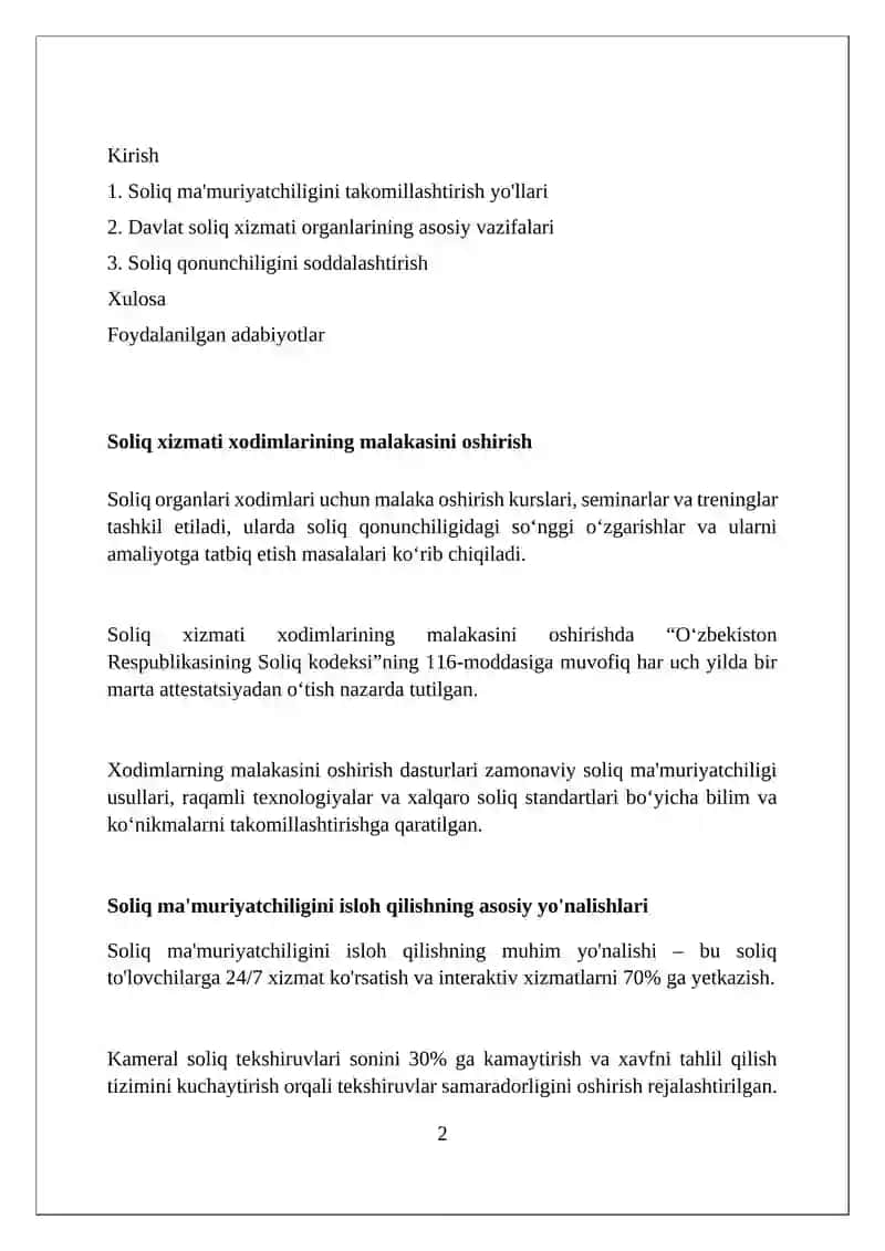Soliq qonunchiligini soddalashtirish va davlat soliq xizmati organlarining asosiy vazifalari 2