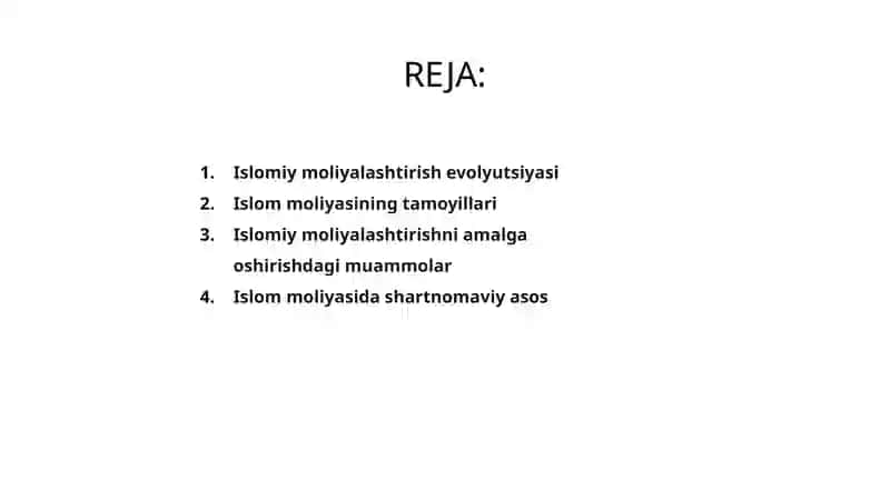 Islomiy moliyalashtirishning zamonaviy amaliyotga joriy etilishi va moliya institutlarida shartnomani amalga oshirish jarayonlari 2