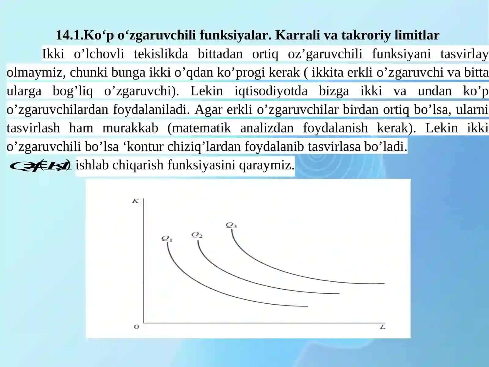 14-mavzu: Kо‘p о‘zgaruvchili funksiya differensiali. Xususiy hosila va yuqori tartibli differensiallar 2