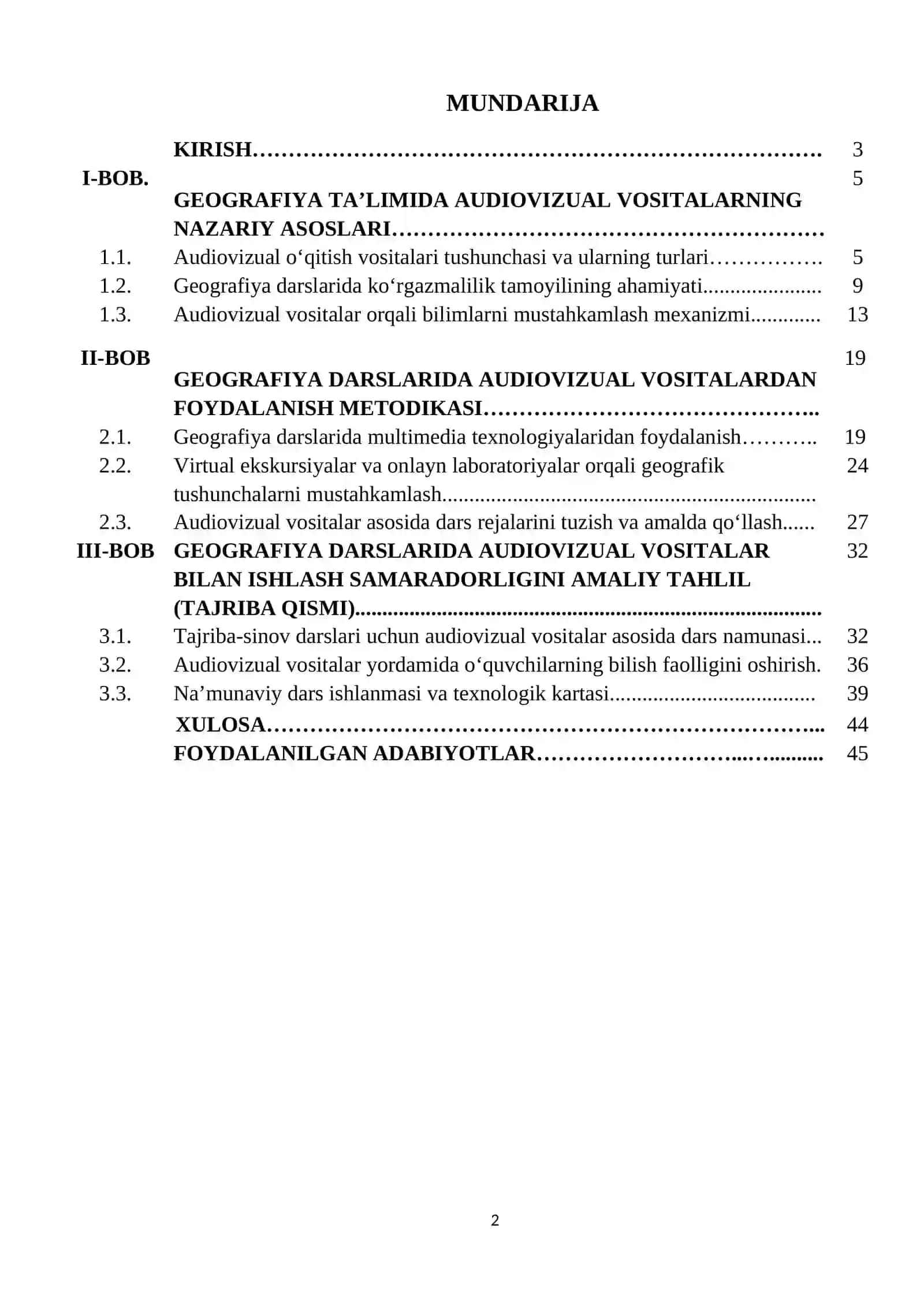 Geografiya va Tabiiy fan o’itish metodikasi 2