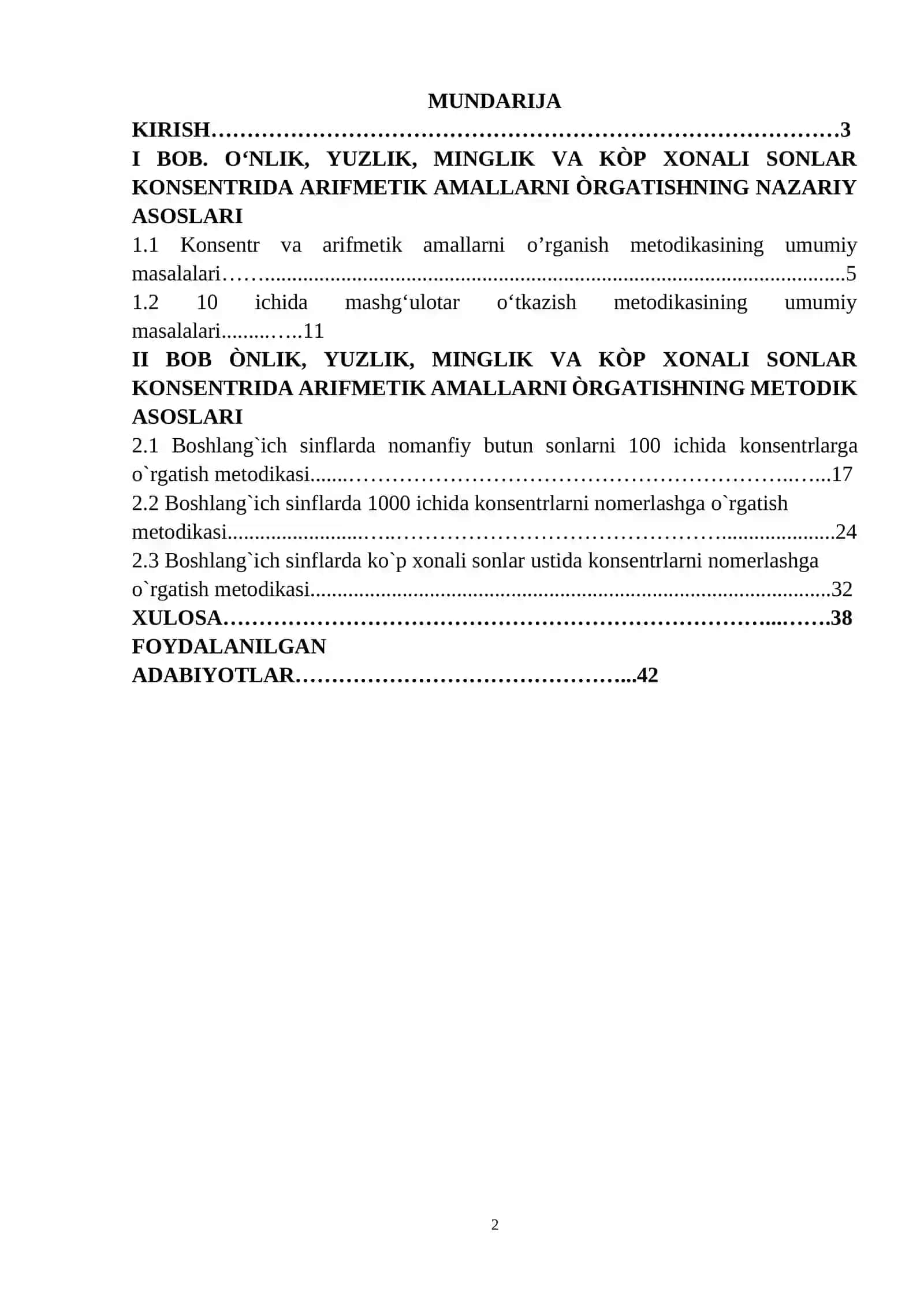 “BOSHLANG‘ICH SINFLARDA NOMANFIY BUTUN SONLARNI NOMERLASHGA O‘RGATISH METODIKASI” 2