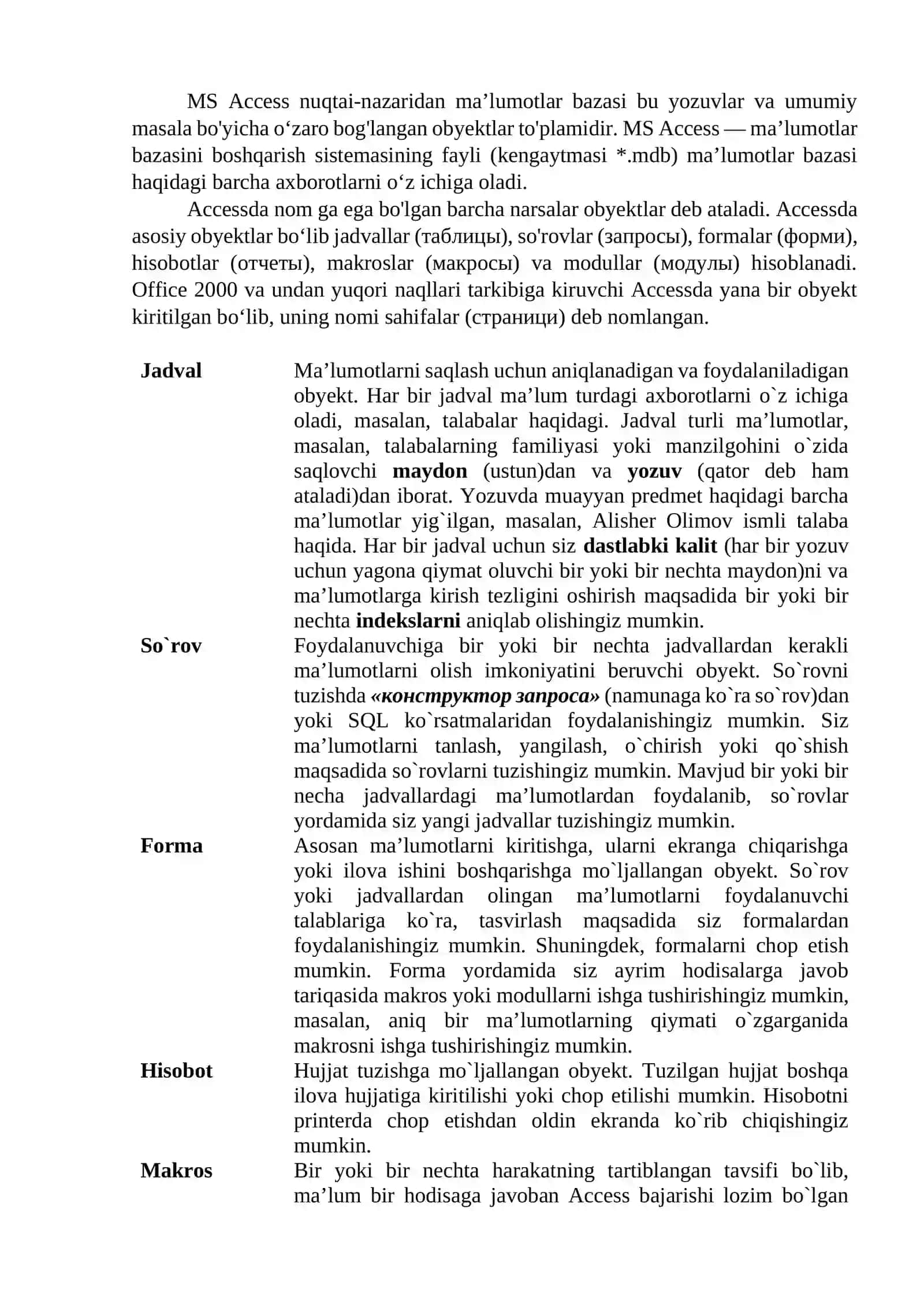 MS Access ilovasi 2