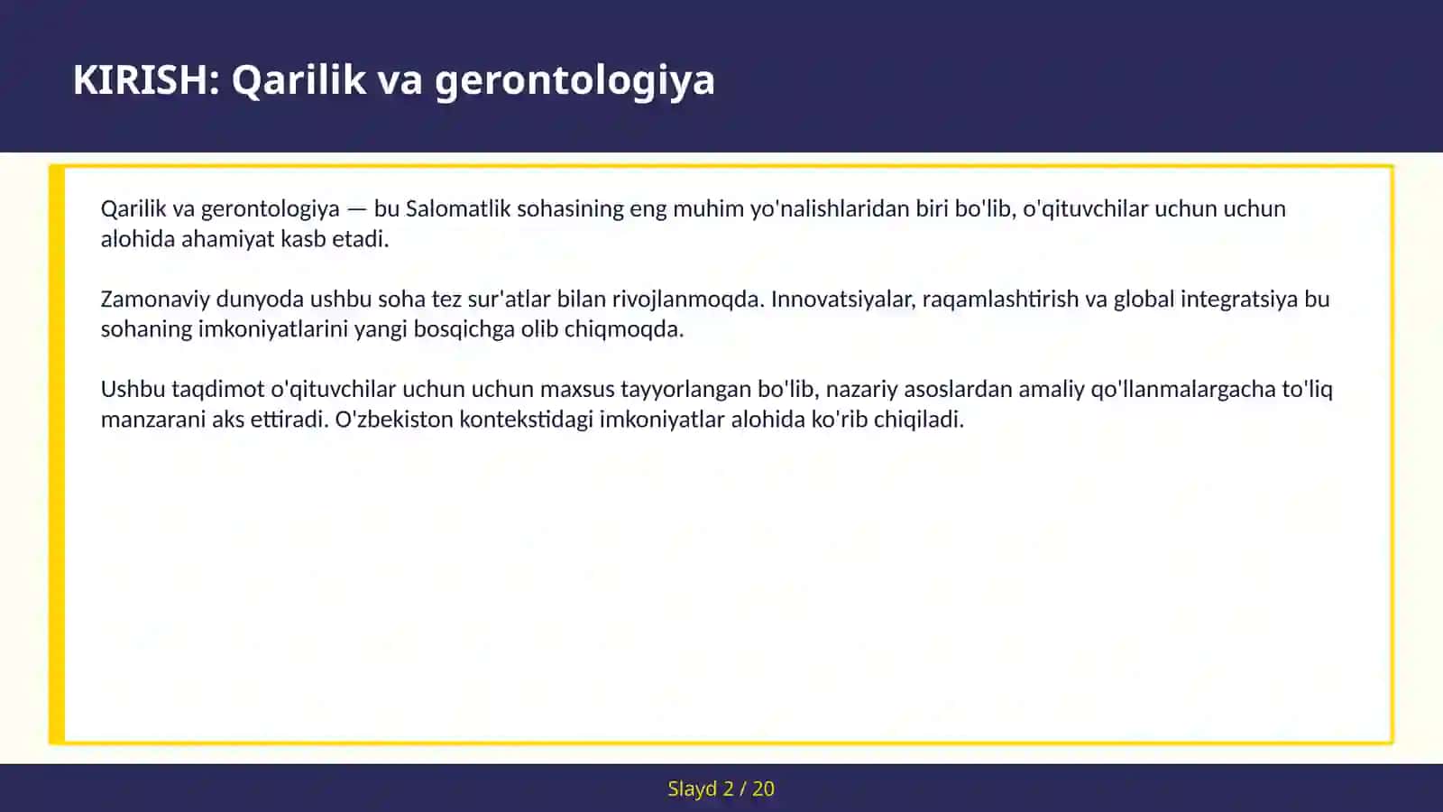 Qarilik va gerontologiya 2
