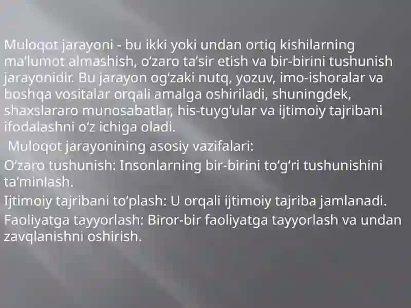 Muloqot jarayonlari va muhokama 2