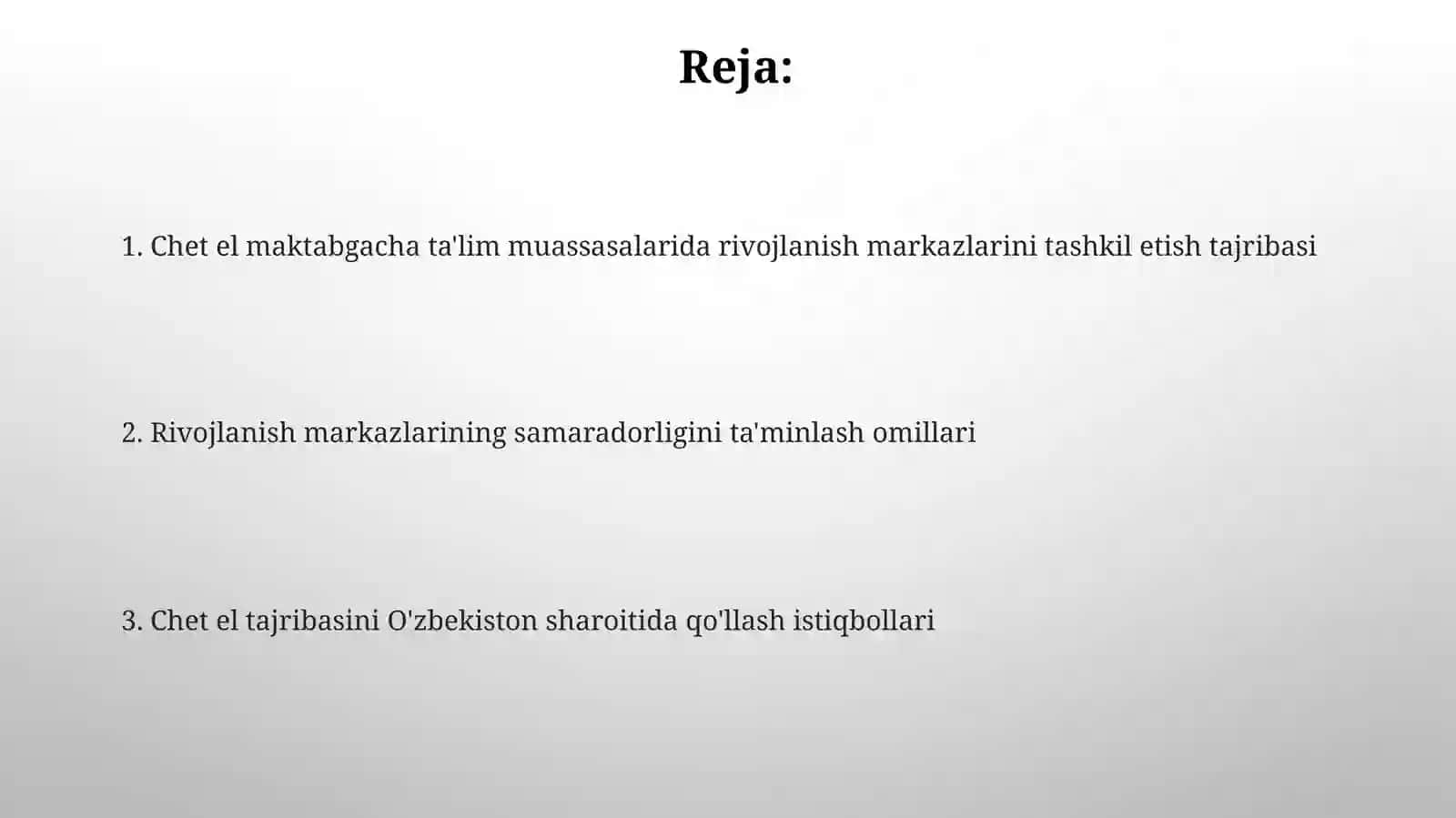 Chet el maktabgacha ta'lim muassasalarida rivojlanish markazlarini tashkil etishning huquqiy asoslari 2