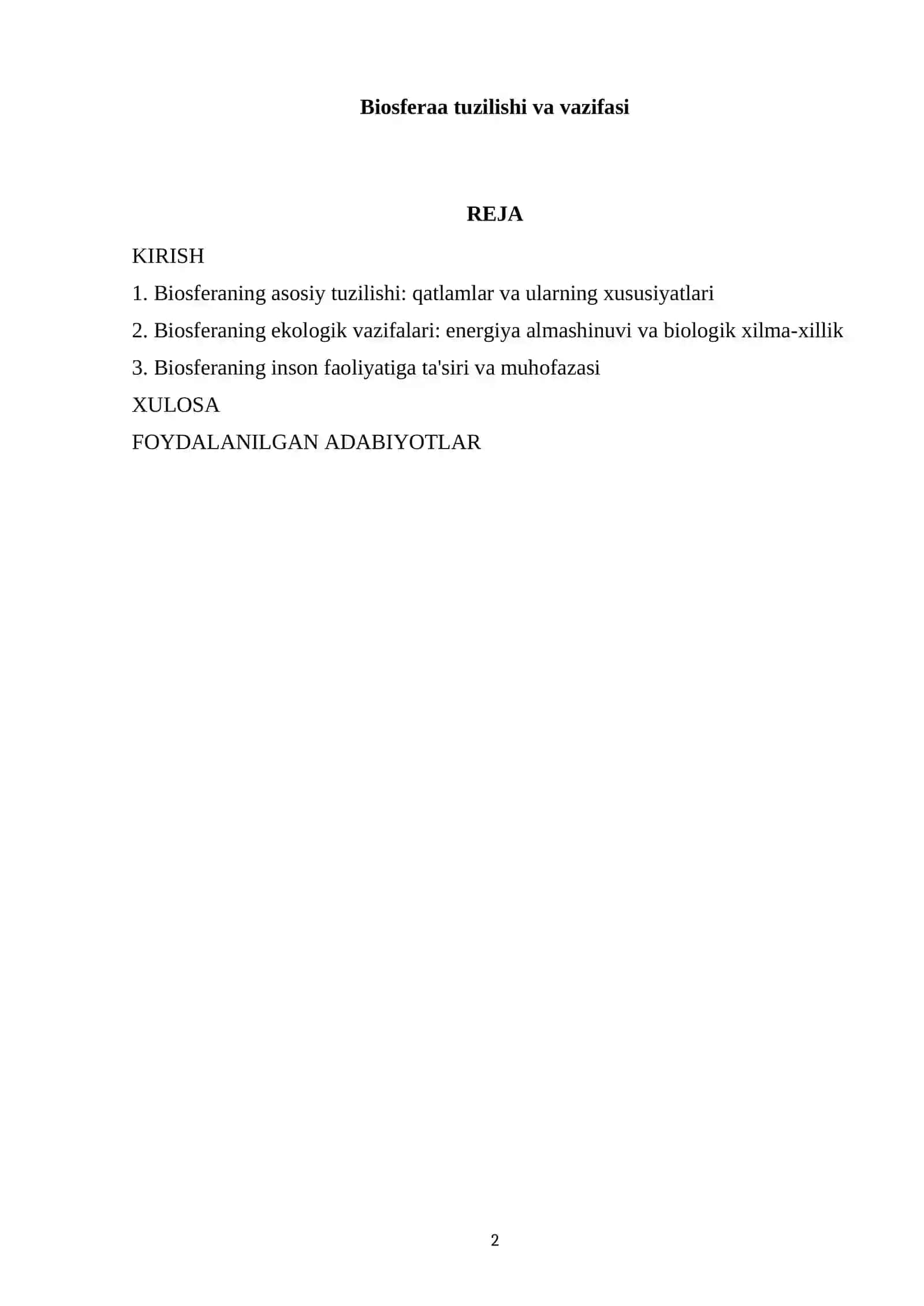 Biosferaa tuzilishi va vazifasi 2