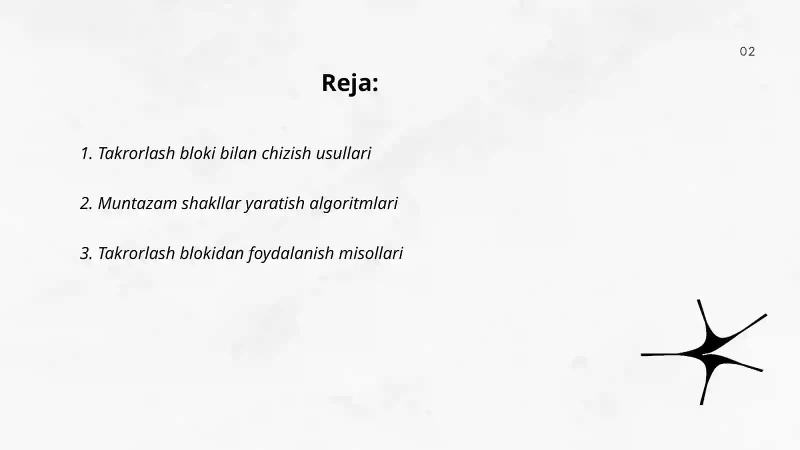 Takrorlash bloki yordamida muntazam shakl chizish 2