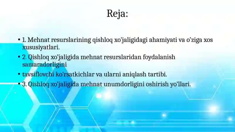 Qishloq xo’jaligi mehnat resurslari va ulardan foydalanish 2