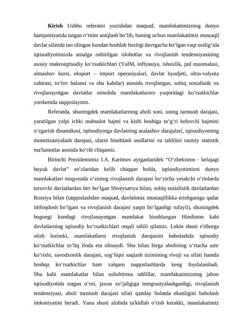 O'zbekiston Respublikasi YaIM dinamikasi va tarkibi tahlili 2