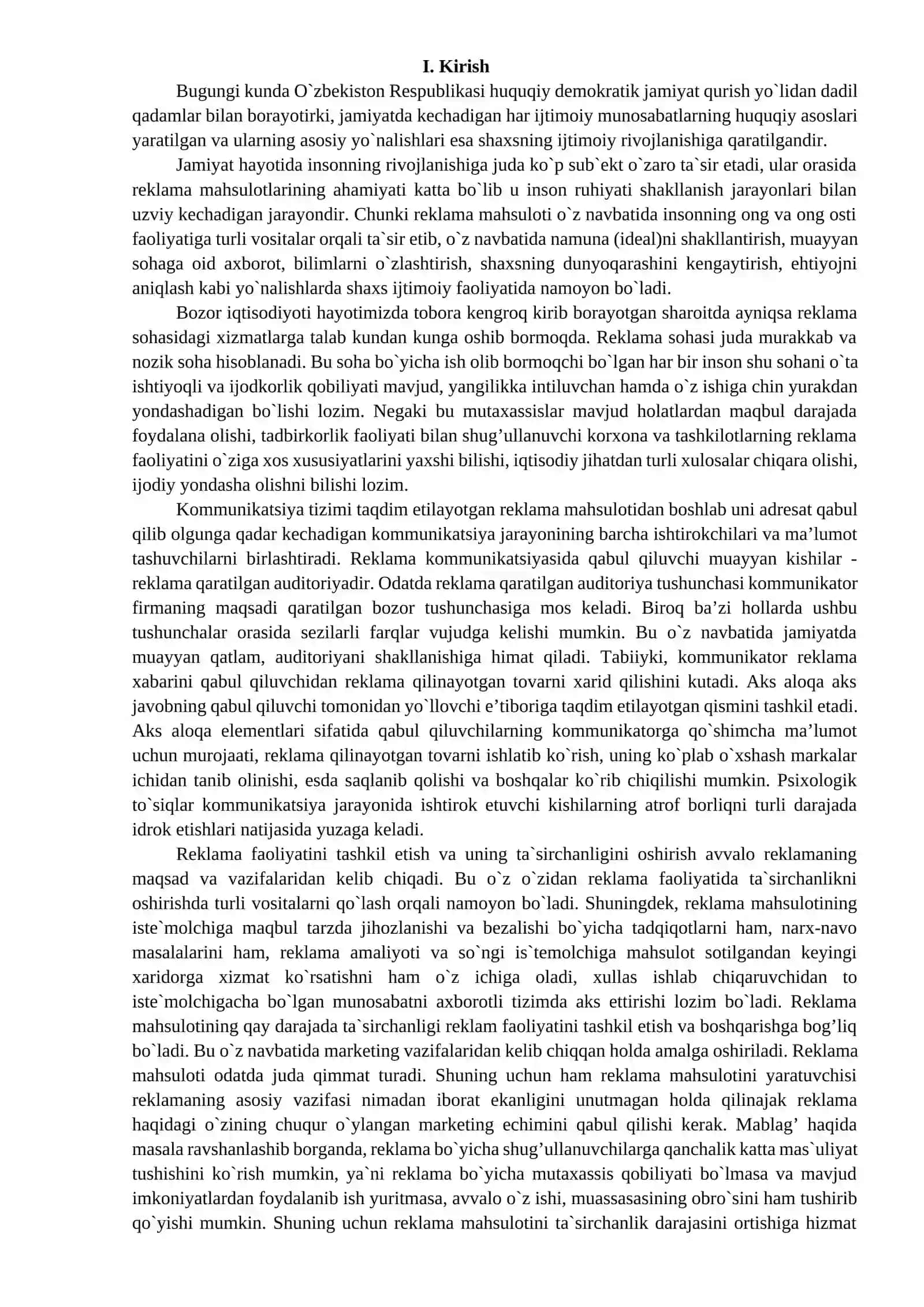 Tovarni hayotiy davrida reklamaning o`rni va ahamiyati 2