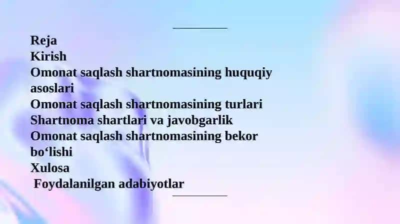 Omonatsaqlash shartnomasi 2