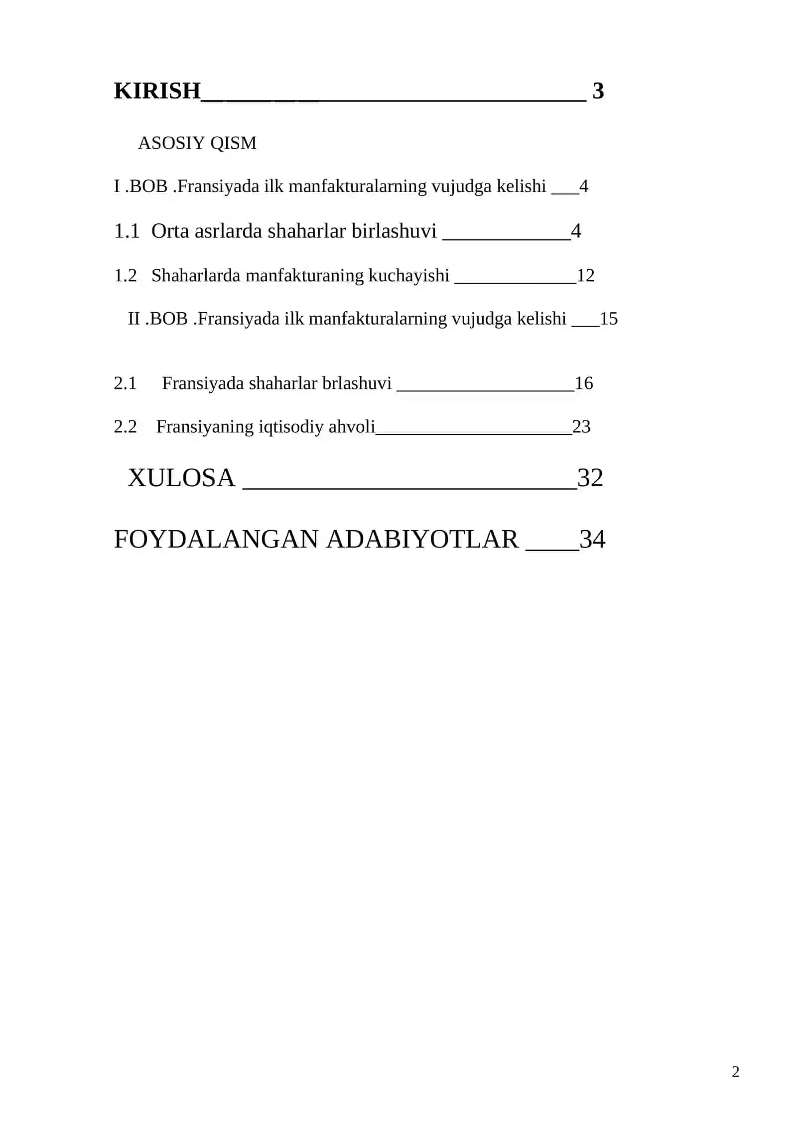 XI – XV asrlarda Fransiya manfakturasining shakllanishi va rivojlanishi 2