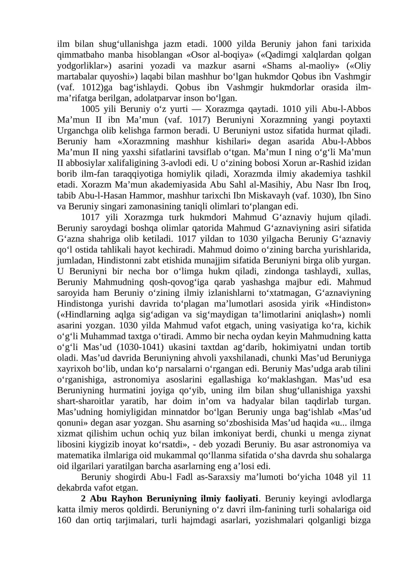 Abu Rayhon Beruniyning hayoti va ilmiy merosi 2