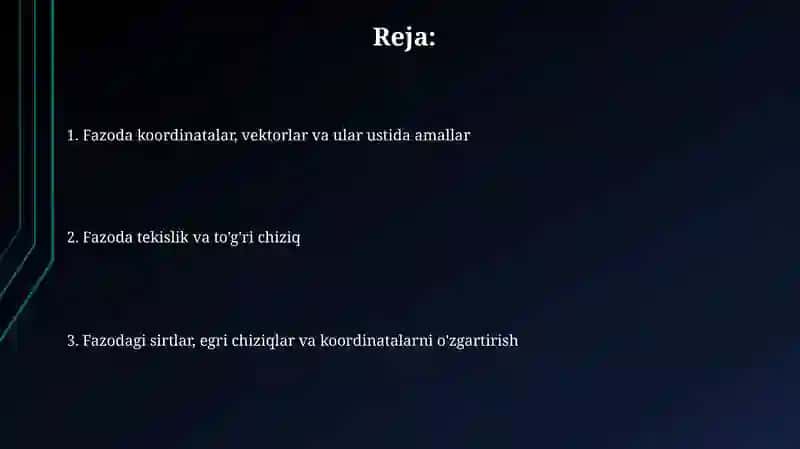 Fazoda analitik geometriya elementlari 2