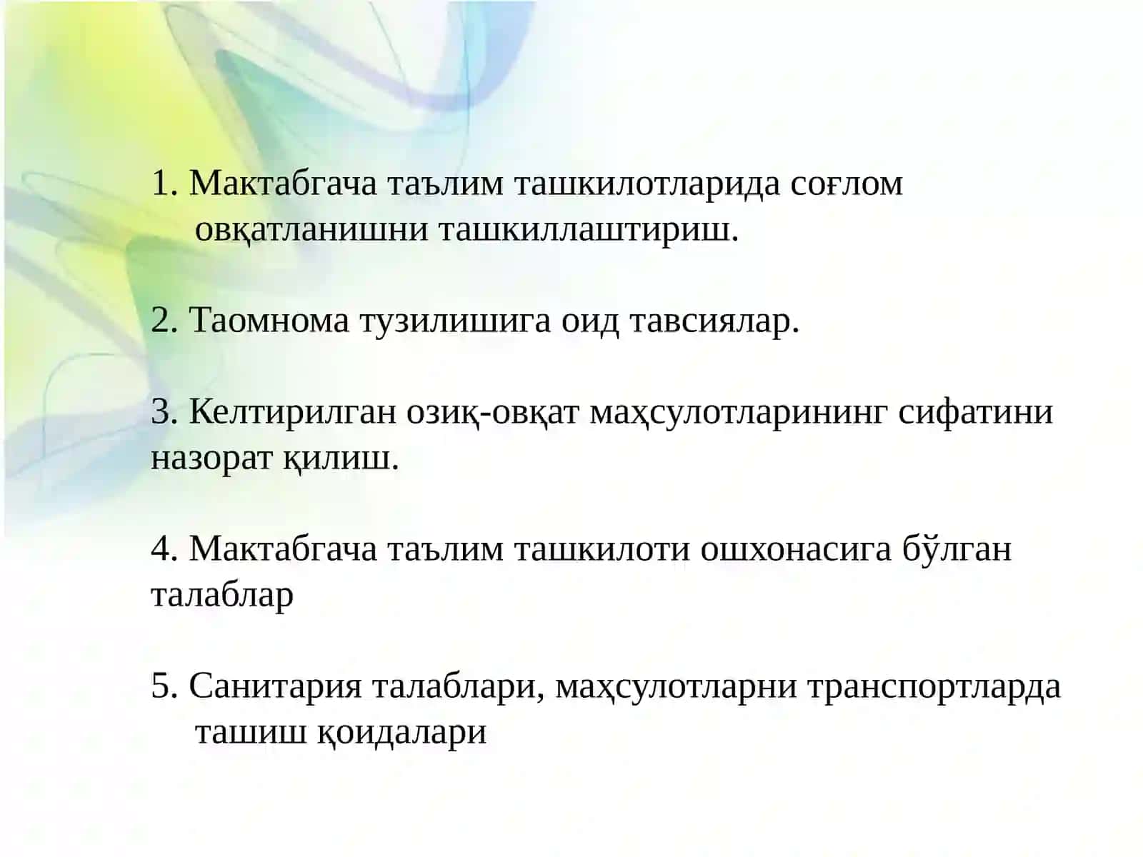 Мактабгача таълим ташкилотларида соғлом овқатлантиришни ташкилэтишнинг долзарблиги 2