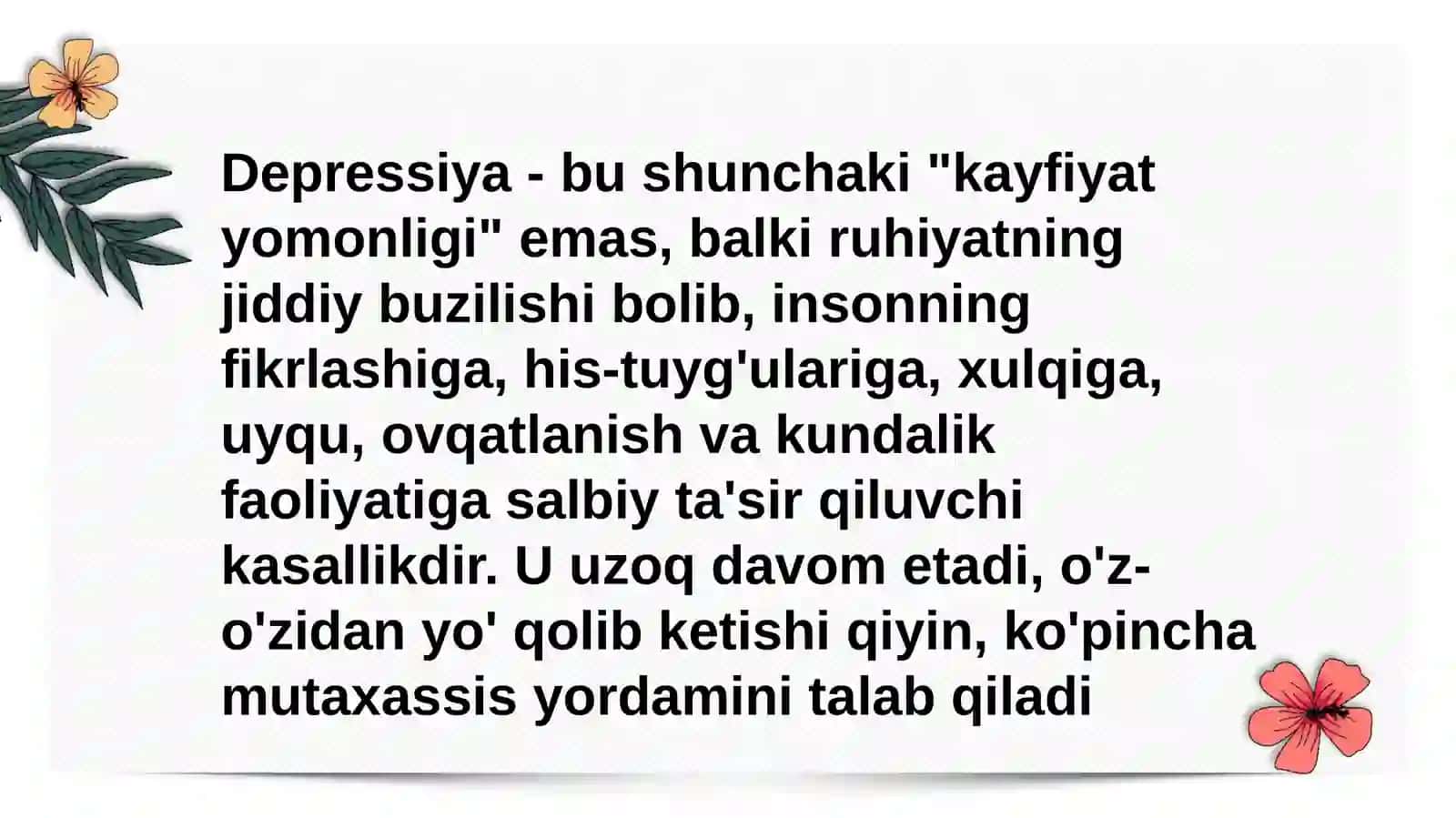 Depressiya va kayfiyat buzilishlari 2