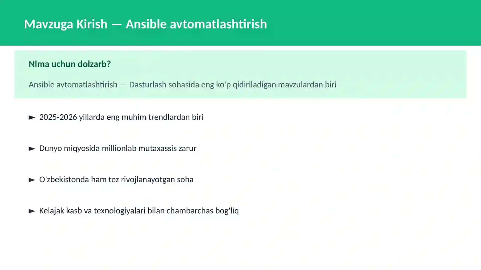 Ansible avtomatlashtirish 2