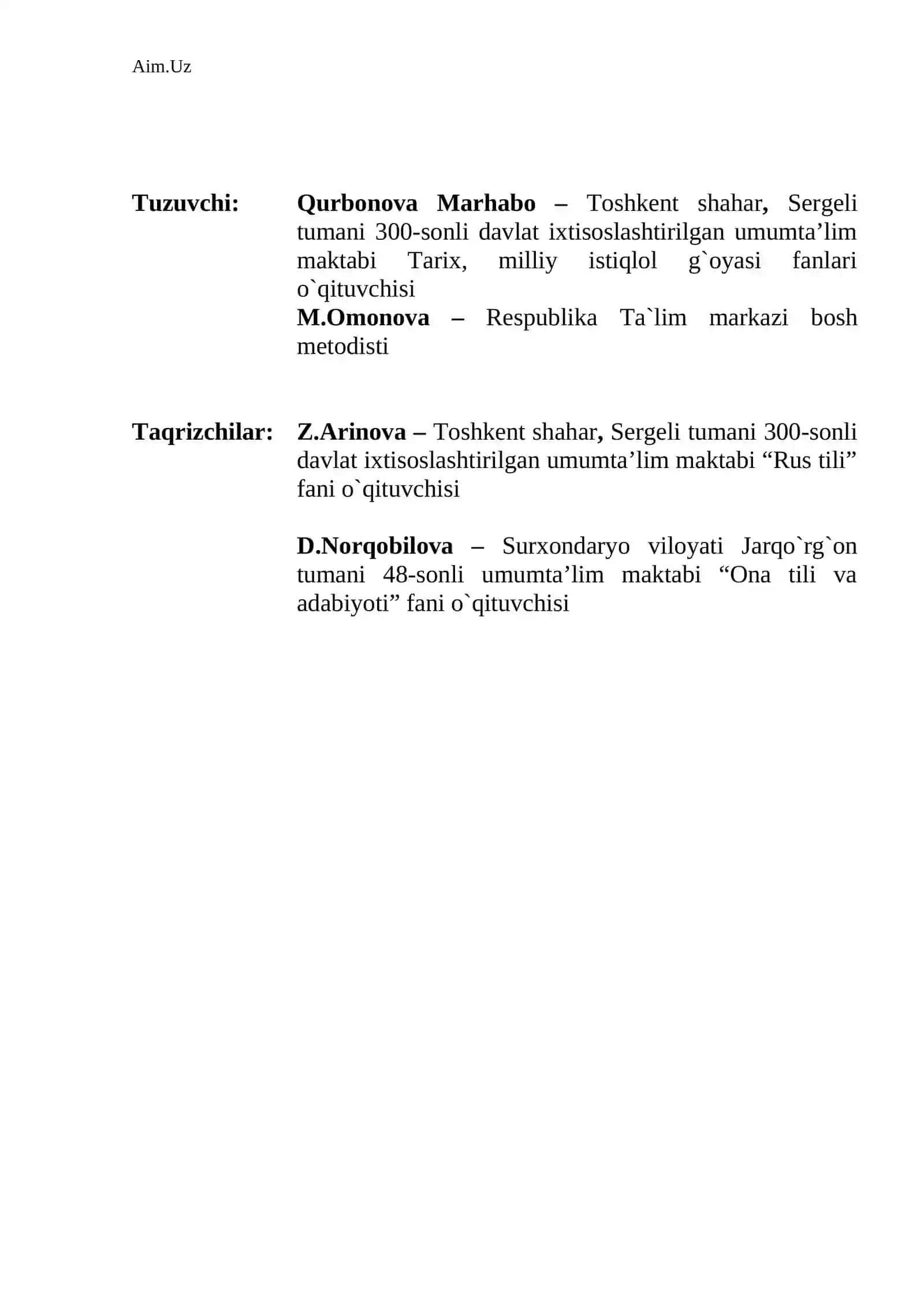 Umumta'lim maktablarining 5-sinflarida “Tarbiyaviy soat” mashg`ulotlarini tashkil etish bo`yicha metodik qo`llanma 2