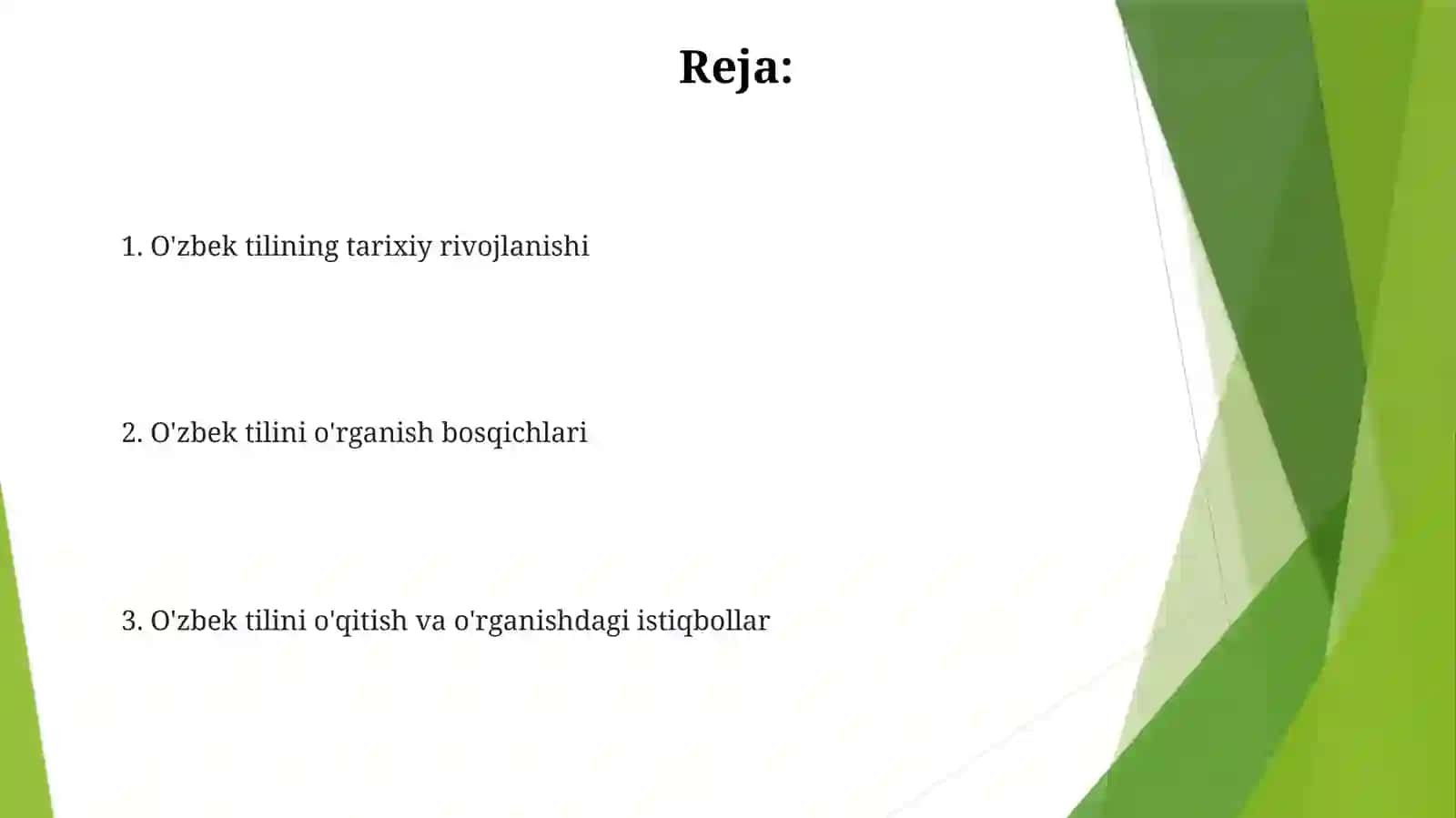 Õzbek   tilini  õrganishning   tarixi  va  bosqichlari 2