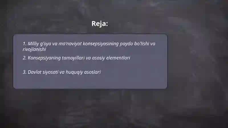 O'zbekistonning yangi tarixida milliy g'oya va ma'naviyat konsepsiyasi 2