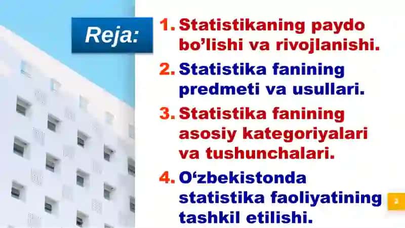 STATISTIKA FANINING PREDMETI VA USLUBI 2