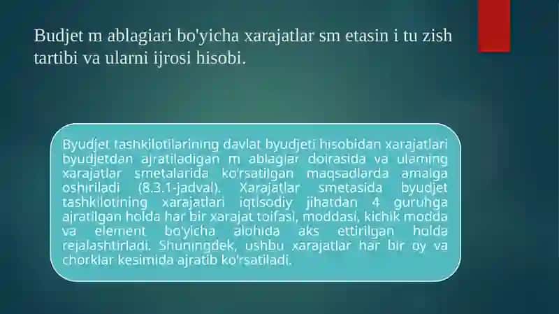 Budjet mablagi aro'ib o'chirish 2