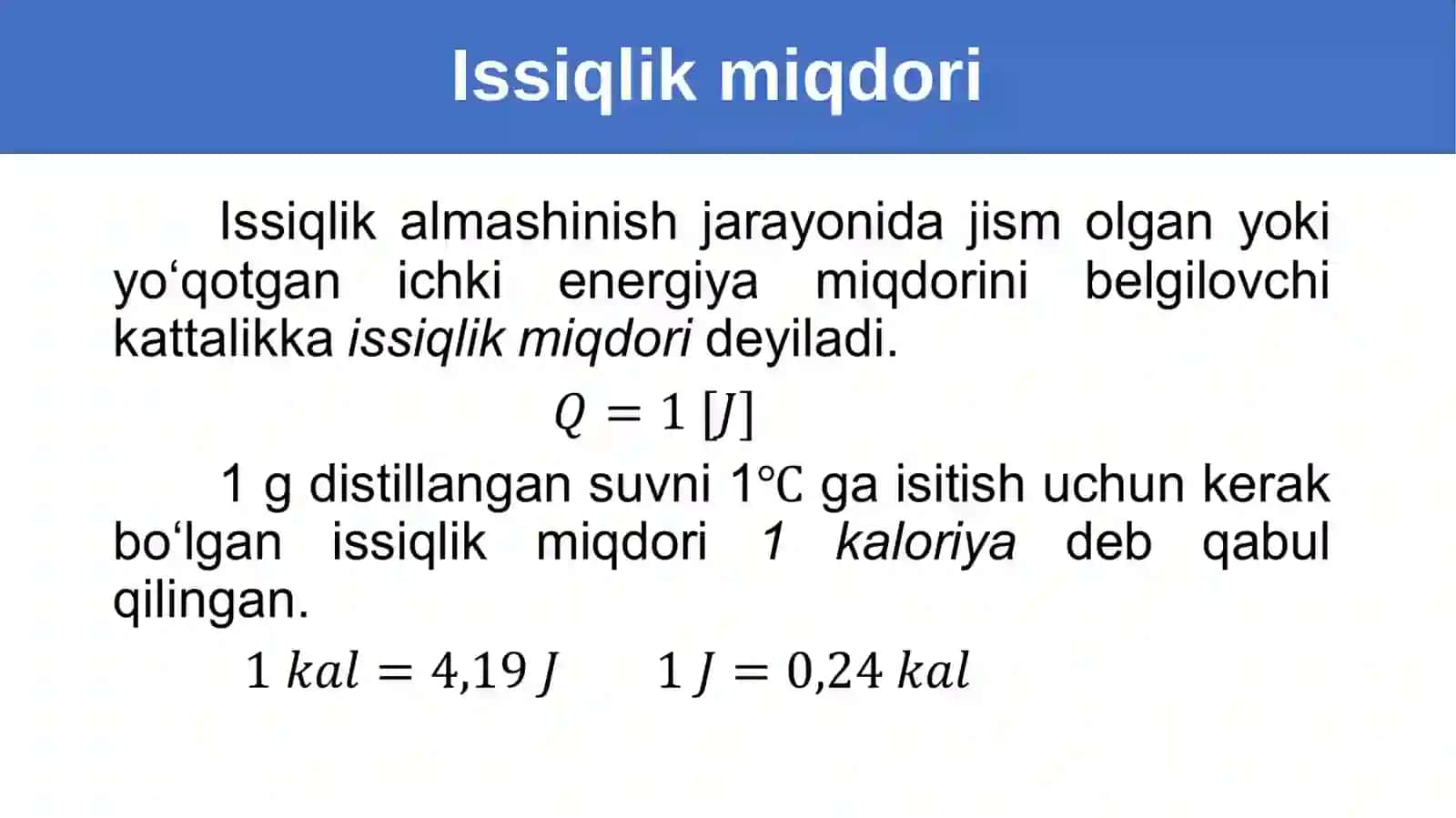 Issiqlik miqdori 2