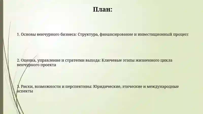 Особенности организации венчурного бизнеса 2