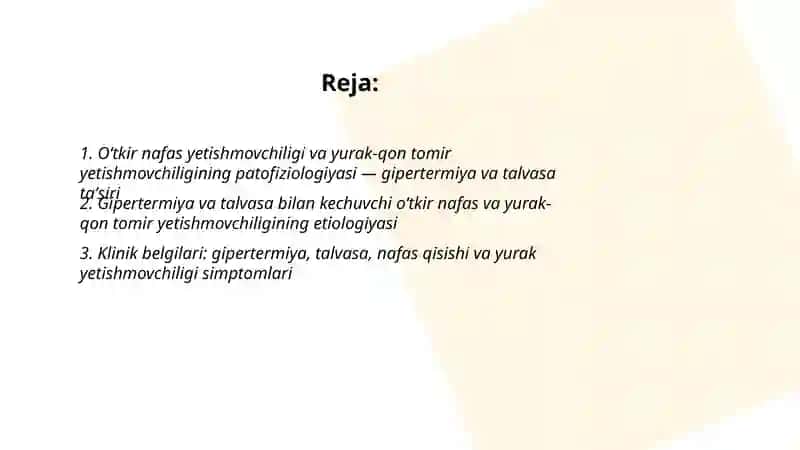 Oʻtkir nafas va yurak qon tomir yetishmovchiligi gipertermiya va talvasa sindiromi 2