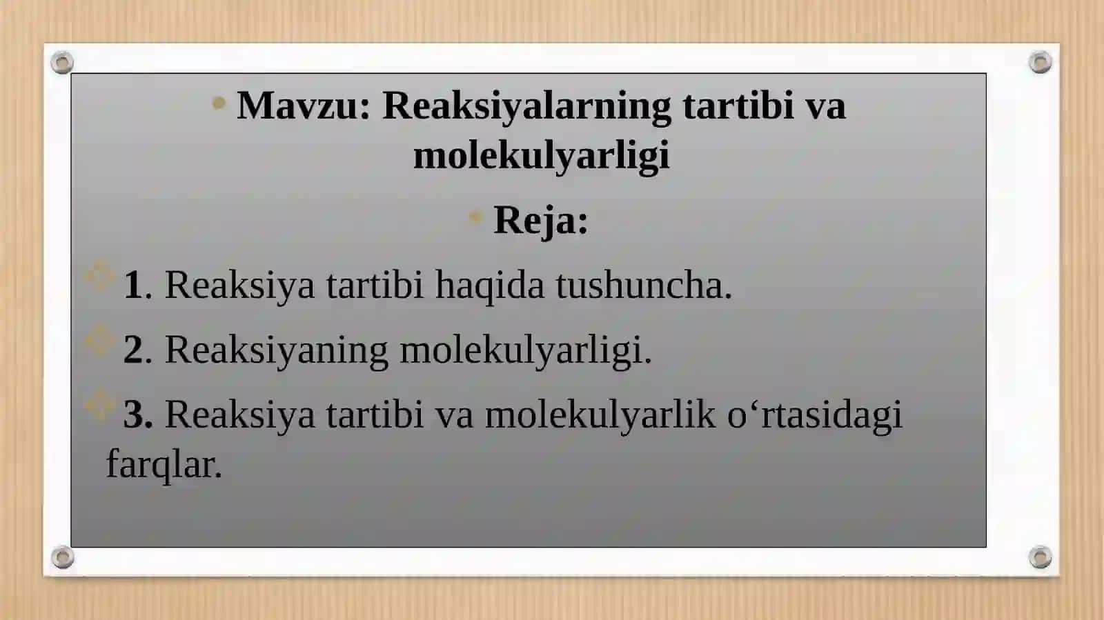 Kimyoviy kinetika va kataliz fanidan ta'lim 2
