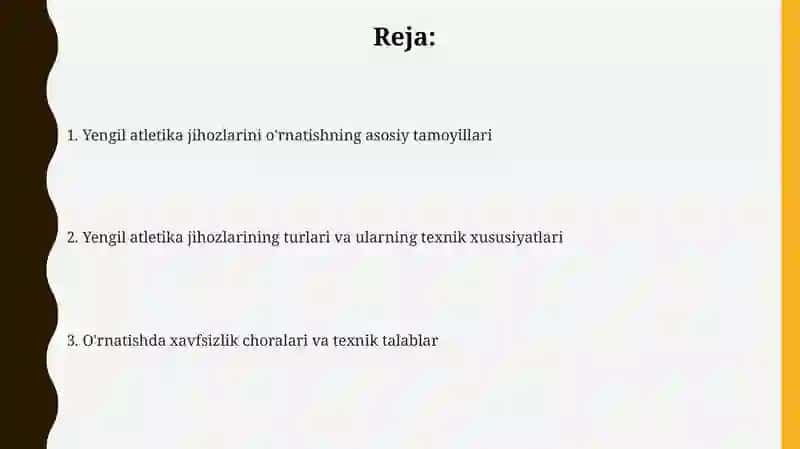 Yengil atletika jihozlarini o'rnatish 2