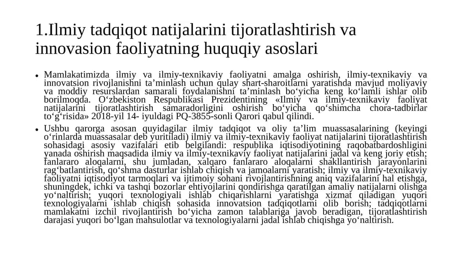 Innovasiyalarni tijoratlashtirish va texnologiyalar trasferi 2
