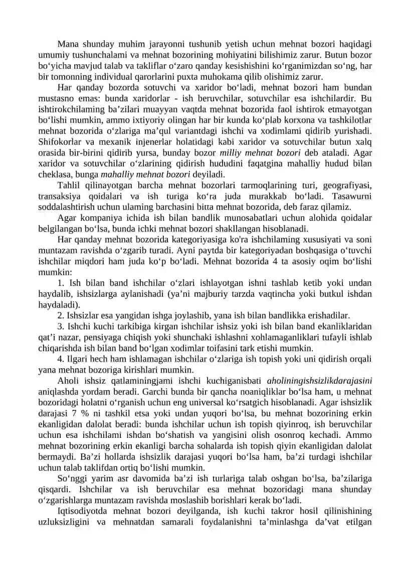 MEHNAT BOZORI: MOHIYATI, SHAKLLANISHI VA RIVOJLANISHI 2