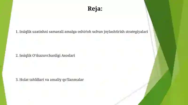 Issiqlik o'tkazgichlarini binoda joylashtirish 2