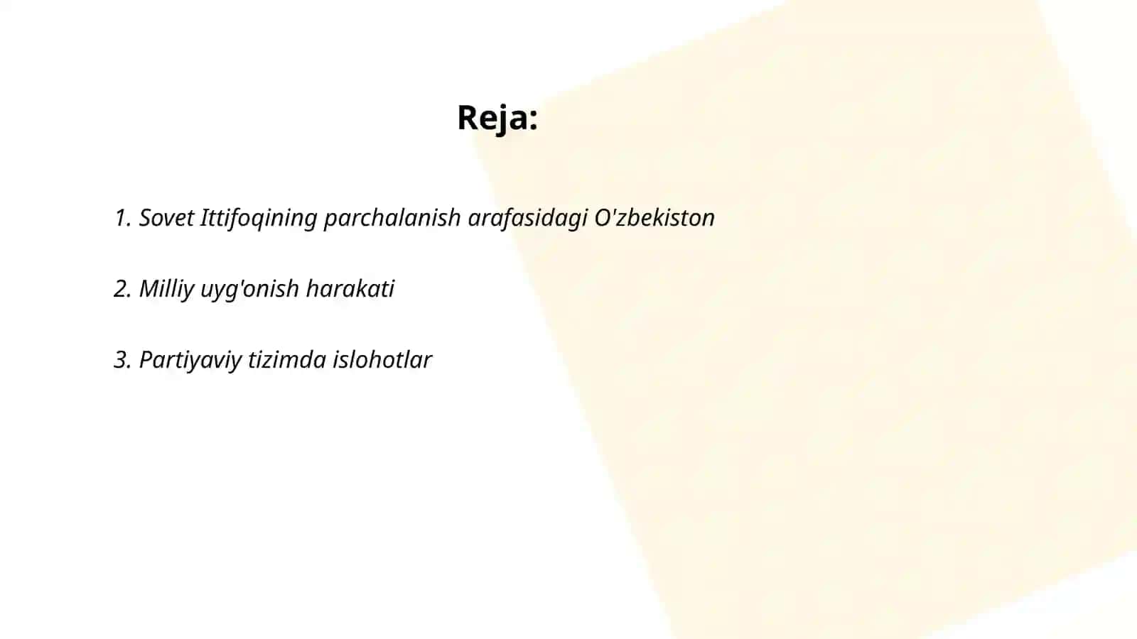 Mustaqilikka erishish arafasida O'zbekistondagi ijtimoiy siyosiy jarayonlar 2