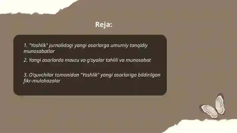 Yoshlik jurnalidagi yangi asarlar 2
