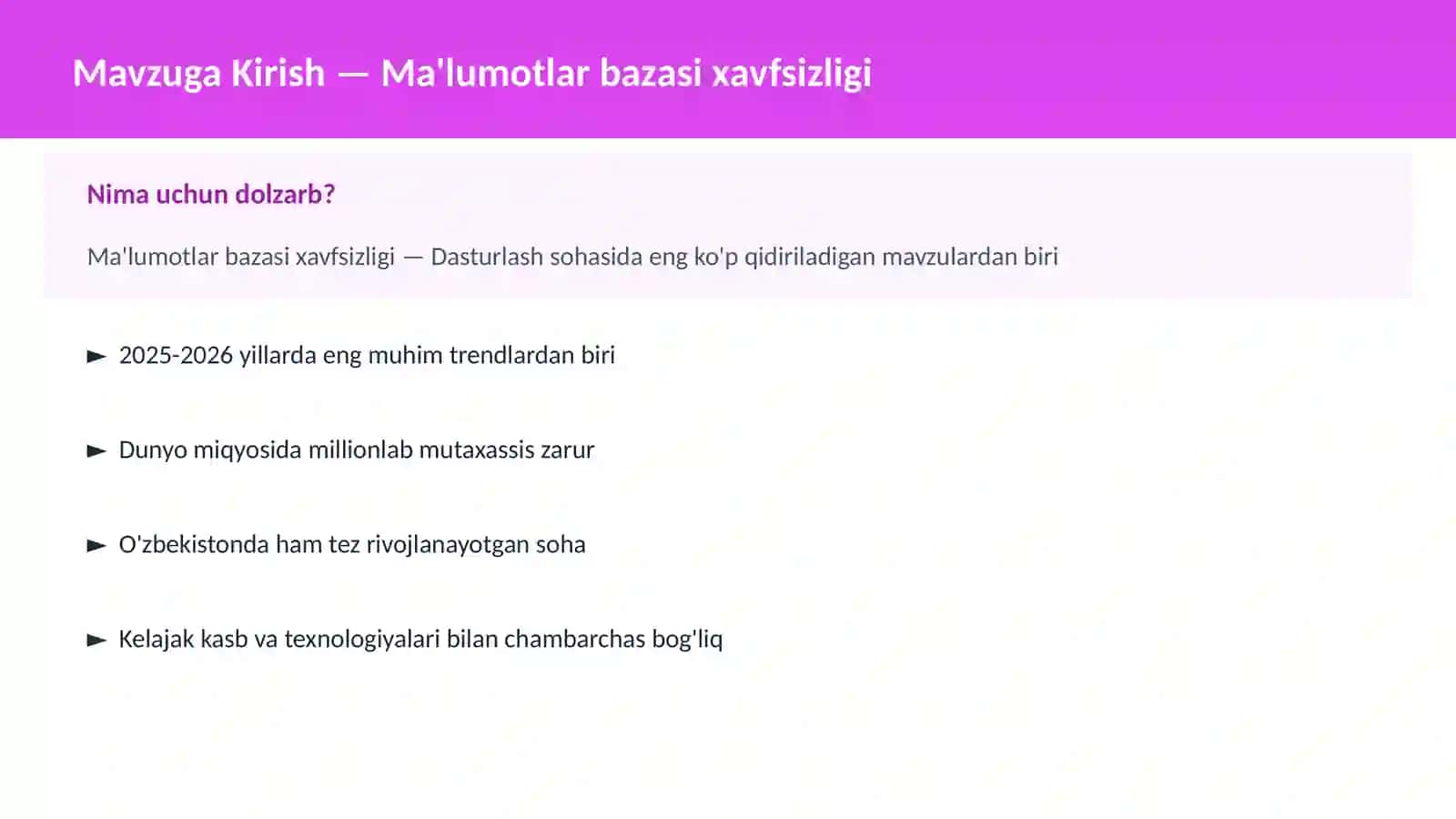 Ma'lumotlar bazasi xavfsizligi 2
