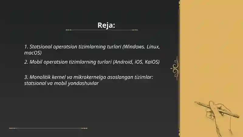 Statsional va mobil operatsion tizim turlari 2