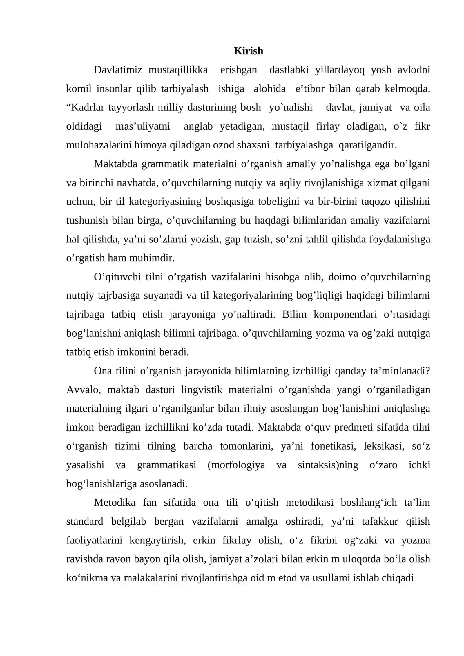 Boshlang’ich sinflarda ona tilini o’qitish metodikasi 2