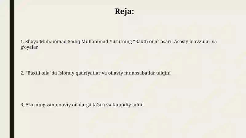 Shayx Muhammad Sodiq Muhammad Yusufning "Baxtli oila" asari 2