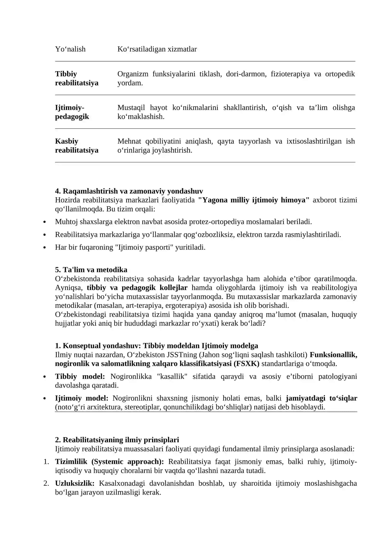 Ijtimoiy reabilitatsiya muassasalari: O'zbekistondagi reabilitatsiya markazlari faoliyati 2