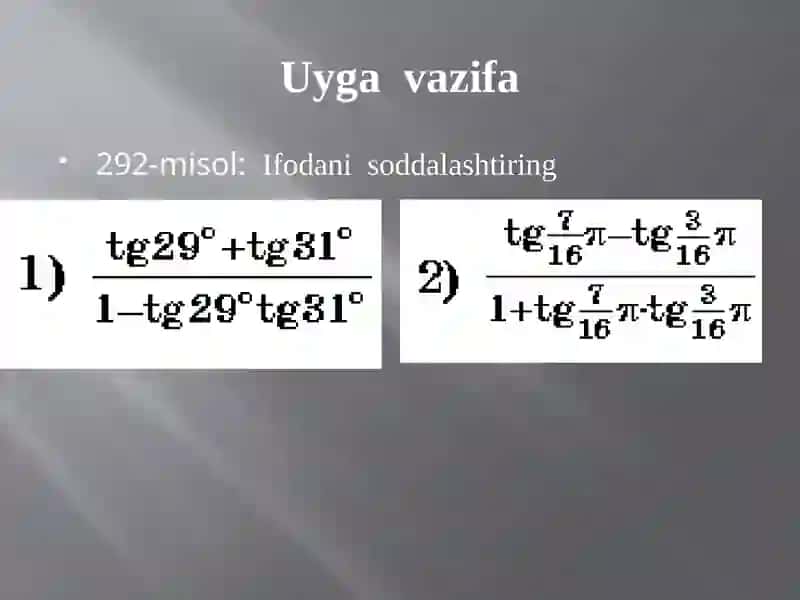Ikkilangan burchakning sinus va kosinus 2