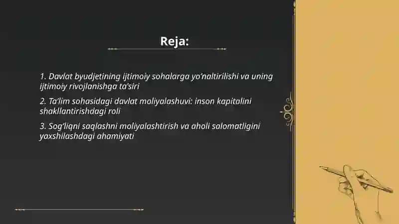 Jamiyatning ijtimoiy rivojlanishida davlat moliyasining roʻli va ahamiyati 2
